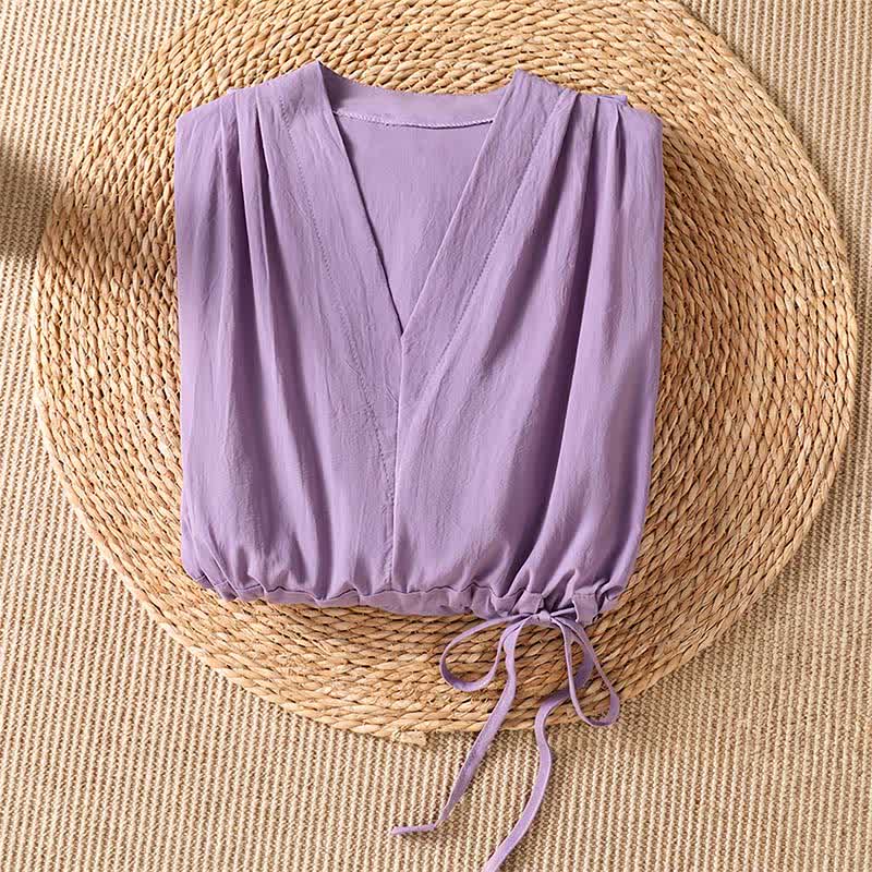 Buddha Stones Summer Casual Elegant Drawstring Floral Women's Short Sleeve Dresses With Pocket - image 2