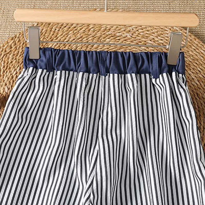 Buddha Stones Summer Casual Drawstring Striped Long Pants Women's Wide Leg Pants With Pocket - image 4