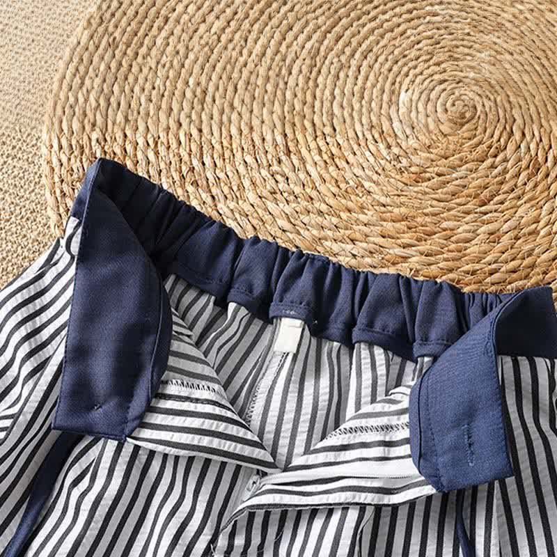 Buddha Stones Summer Casual Drawstring Striped Long Pants Women's Wide Leg Pants With Pocket - image 5