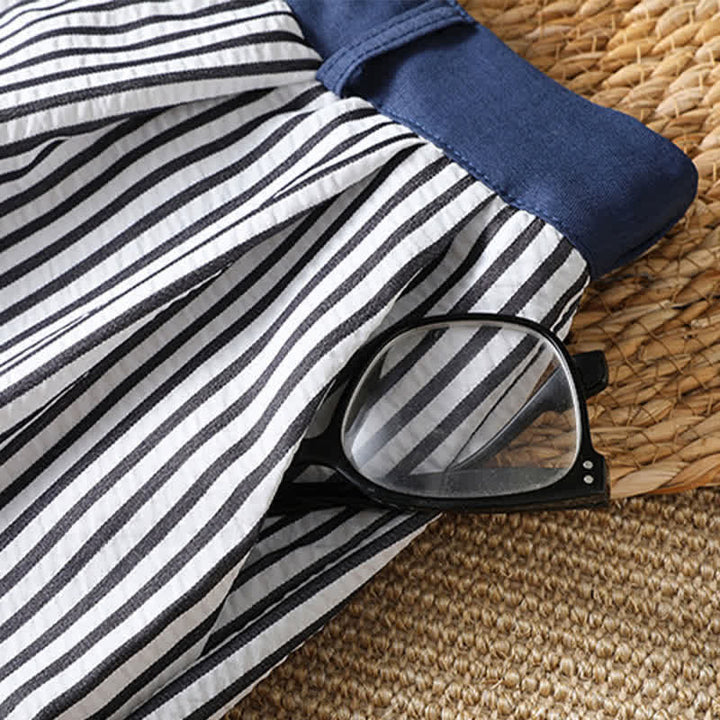 Buddha Stones Summer Casual Drawstring Striped Long Pants Women's Wide Leg Pants With Pocket - image 9
