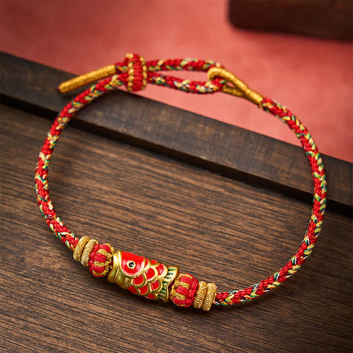 Buddha Stones Koi Fish Luck Hand-Woven String Bracelet - image 11