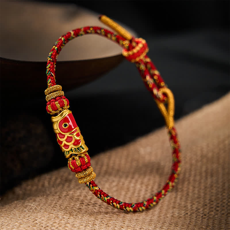 Buddha Stones Koi Fish Luck Hand-Woven String Bracelet - image 12