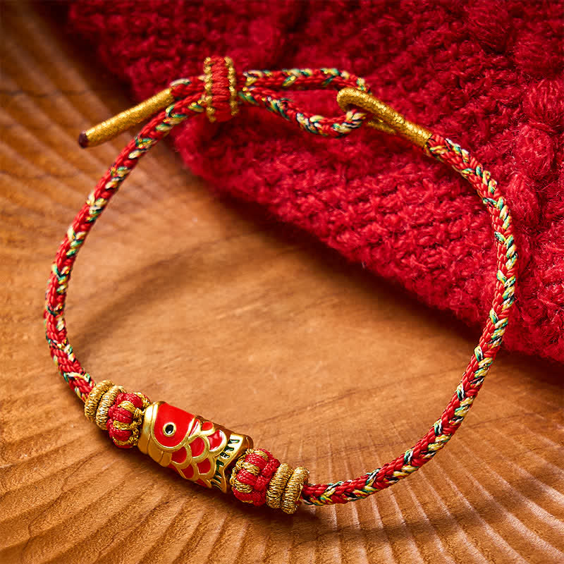Buddha Stones Koi Fish Luck Hand-Woven String Bracelet - Red With Koi Fish Accessory - image 12