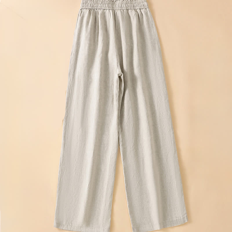 Buddha Stones Summer Casual Minimalist Drawstring Solid Ankle Pants Women's Straight Leg Pants With Pocket - image 1