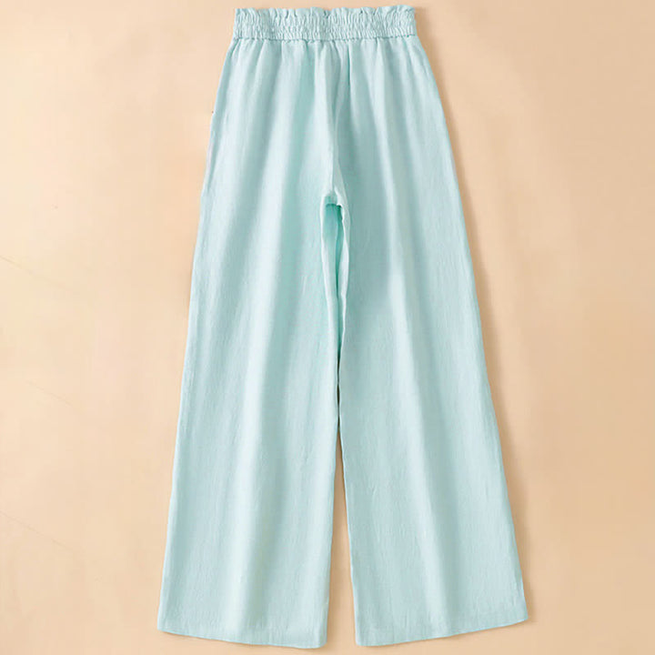 Buddha Stones Summer Casual Minimalist Drawstring Solid Ankle Pants Women's Straight Leg Pants With Pocket - image 15