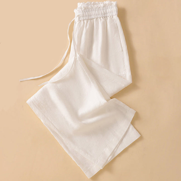 Buddha Stones Summer Casual Minimalist Drawstring Solid Ankle Pants Women's Straight Leg Pants With Pocket - image 29