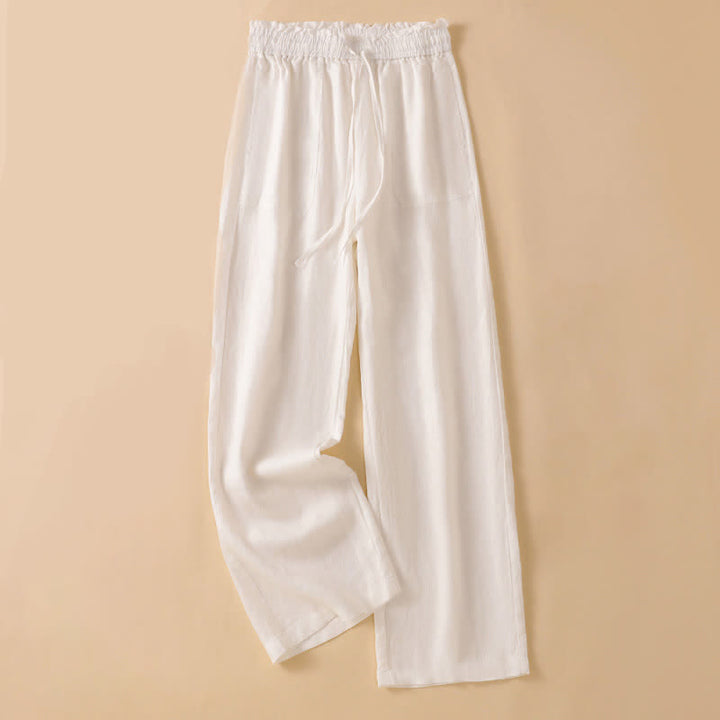 Buddha Stones Summer Casual Minimalist Drawstring Solid Ankle Pants Women's Straight Leg Pants With Pocket - White - US8-10, UK/AU12-14, EU40-42 (2XL) - image 27