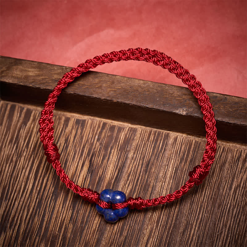 Buddha Stones Hand-Woven Flower Lapis Lazuli Red String Luck Bracelet - image 1
