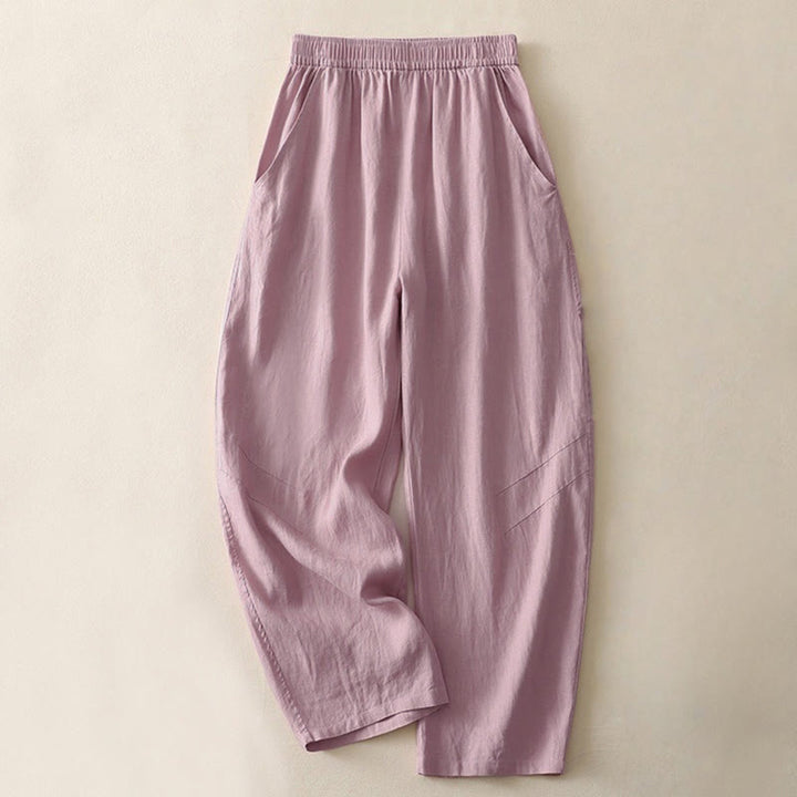 Buddha Stones Summer Daily Solid Color Elastic Waistband Design Women's Wide Leg Pants With Pockets - Violet - US8-10，UK/AU12-14，EU40-42 (2XL) - image 8