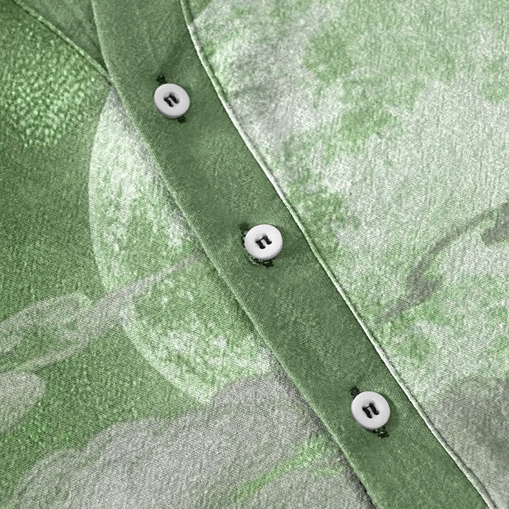 Buddha Stones Cotton Moon Cloud Mountain Pattern Men's Short Sleeve Half Button Shirt - image 13