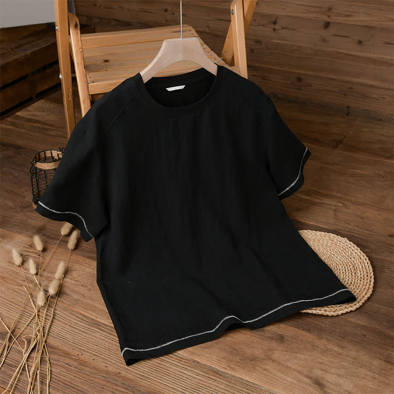 Buddha Stones Summer Casual Vintage Washed Solid Men's Short Sleeve T-Shirts - Black - US/UK/AU42, EU52 (3XL) - image 3