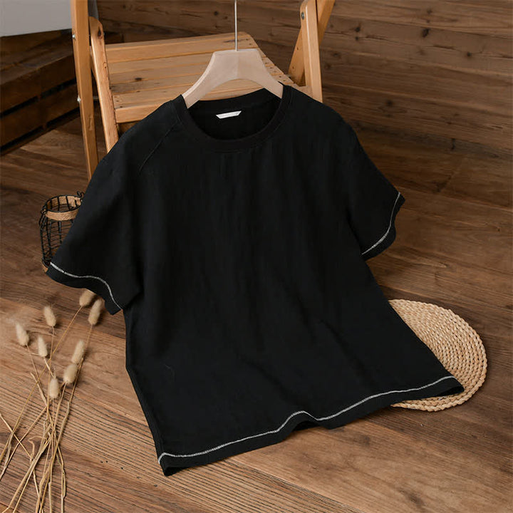 Buddha Stones Summer Casual Vintage Washed Solid Men's Short Sleeve T-Shirts - Black - US/UK/AU42, EU52 (3XL) - image 3