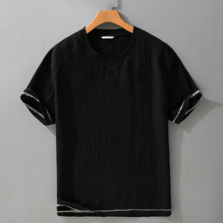 Buddha Stones Summer Casual Vintage Washed Solid Men's Short Sleeve T-Shirts - image 4