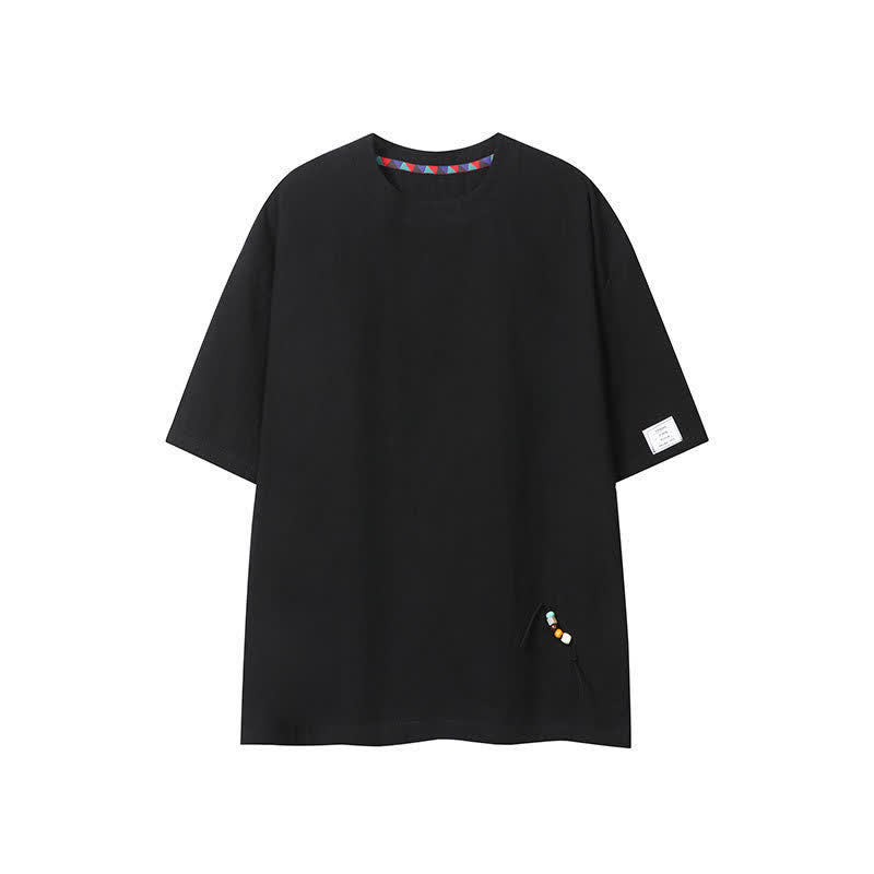 Buddha Stones Summer Casual Boho Drawstring Solid Men's Short Sleeve T-Shirts - Black - US/UK/AU46, EU56 (5XL) - image 12