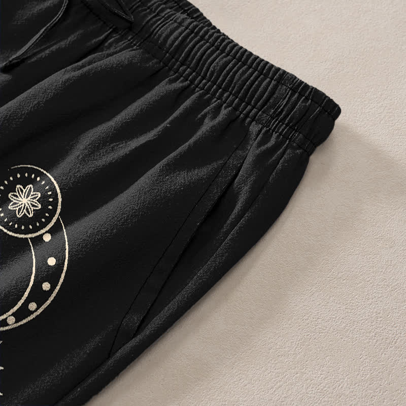 Buddha Stones Cotton Moon Phase Mandala Pattern Men's Tapered Pants With Pockets - image 2