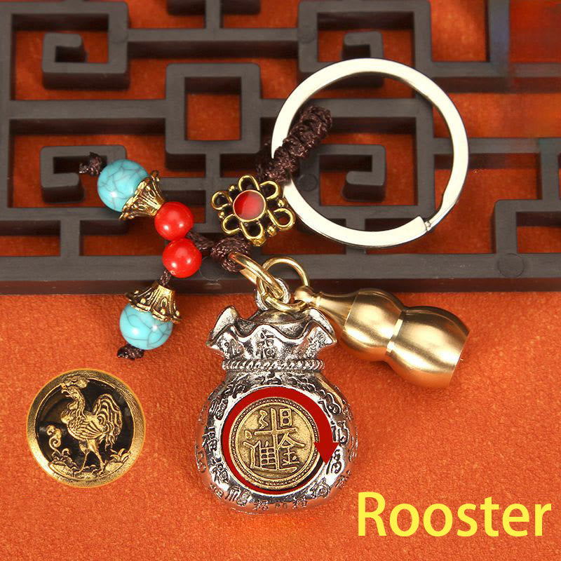 Buddha Stones Chinese Zodiac Rotating Fortune Bag Braided Keychains - Rooster - image 16