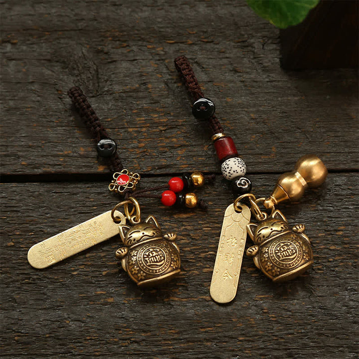Buddha Stones Brass Lucky Cat Chinese Coin Wealth Keychains - image 11