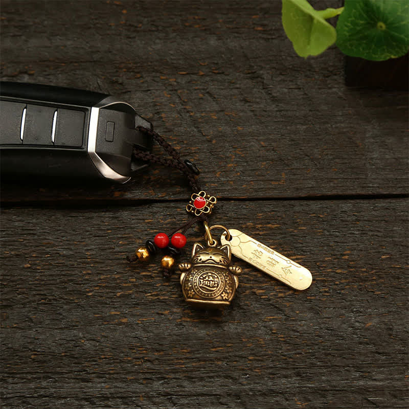 Buddha Stones Brass Lucky Cat Chinese Coin Wealth Keychains - image 10