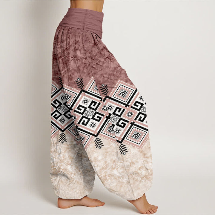 Buddha Stones Cotton Tribal Geometric Pattern Women's Elastic Waist Harem Pants - image 9