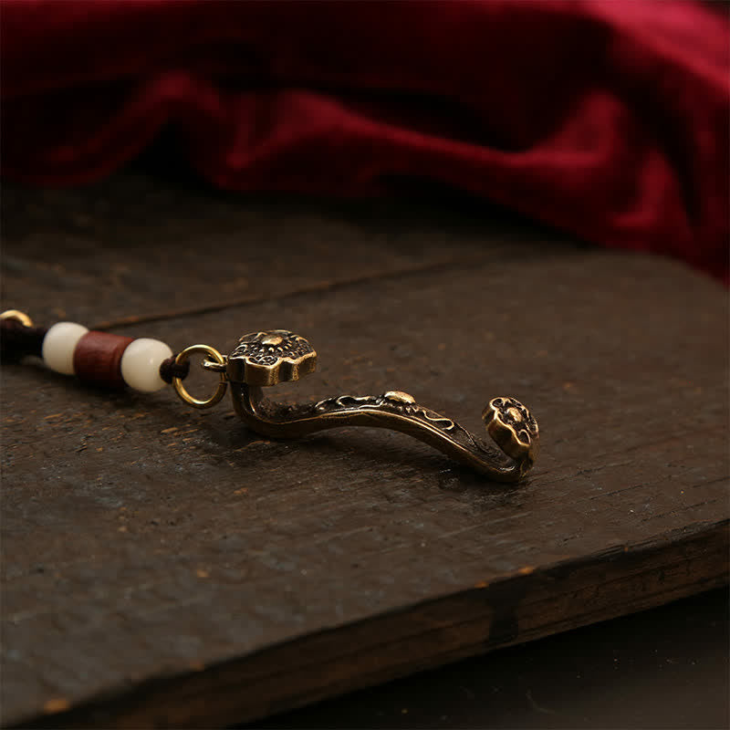 Buddha Stones Copper Pi Xiu Chinese Coin Ruyi Lotus Wealth Keychains - image 3