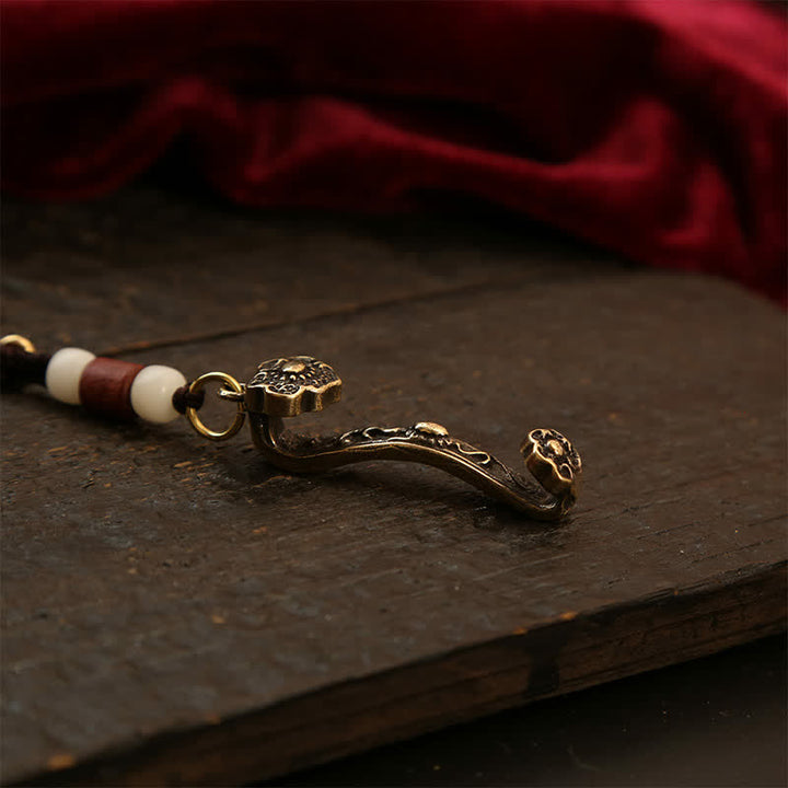 Buddha Stones Copper Pi Xiu Chinese Coin Ruyi Lotus Wealth Keychains - image 3