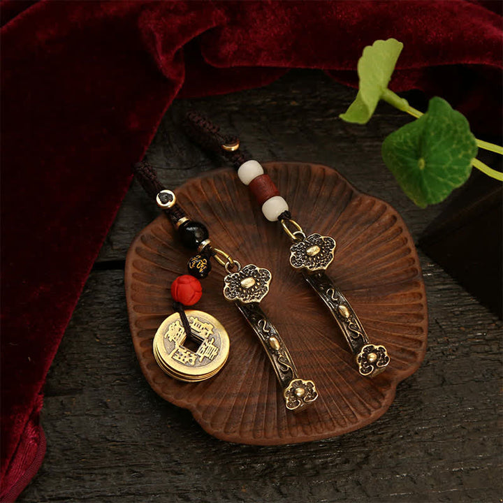 Buddha Stones Copper Pi Xiu Chinese Coin Ruyi Lotus Wealth Keychains - image 12