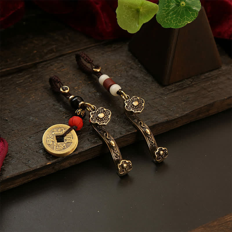 Buddha Stones Copper Pi Xiu Chinese Coin Ruyi Lotus Wealth Keychains - image 17
