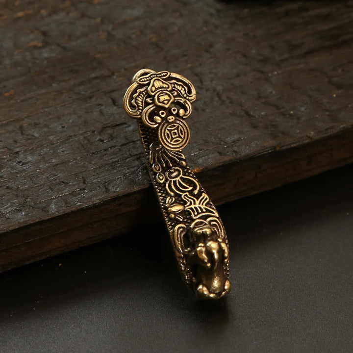 Buddha Stones Copper Pi Xiu Chinese Coin Ruyi Lotus Wealth Keychains - image 24
