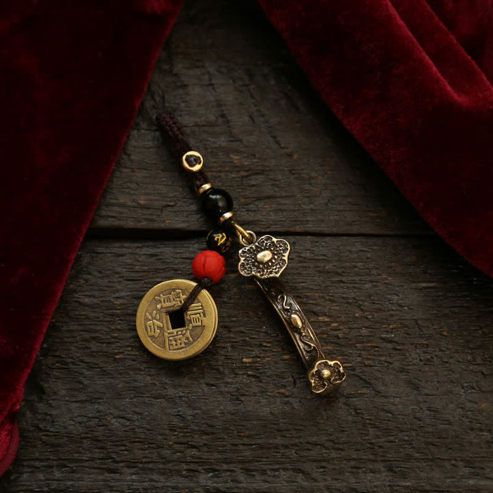 Buddha Stones Copper Pi Xiu Chinese Coin Ruyi Lotus Wealth Keychains - image 7