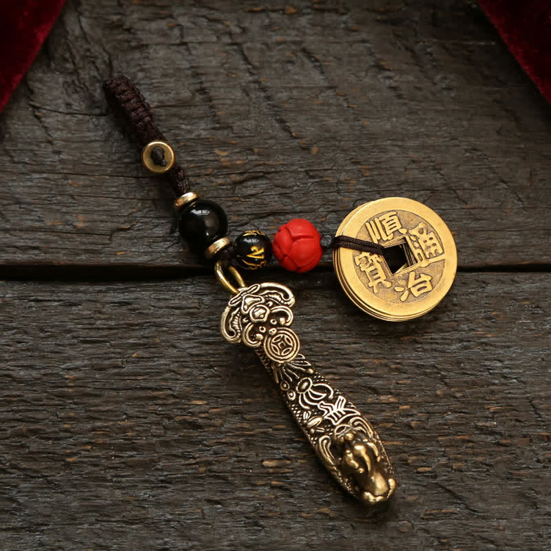 Buddha Stones Copper Pi Xiu Chinese Coin Ruyi Lotus Wealth Keychains - Coins Pi Xiu - image 23