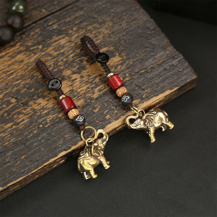 Buddha Stones Brass Elephant Five Emperor Coins Gourd Pi Xiu Wisdom Keychains - image 3