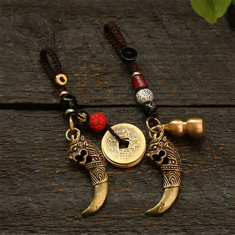 Buddha Stones Copper Pi Xiu Braided Five Emperor Coins Gourd Wealth Keychains - image 18