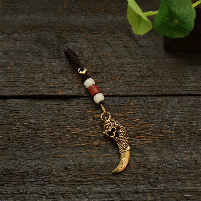 Buddha Stones Copper Pi Xiu Braided Five Emperor Coins Gourd Wealth Keychains - White Bead Cord - image 10