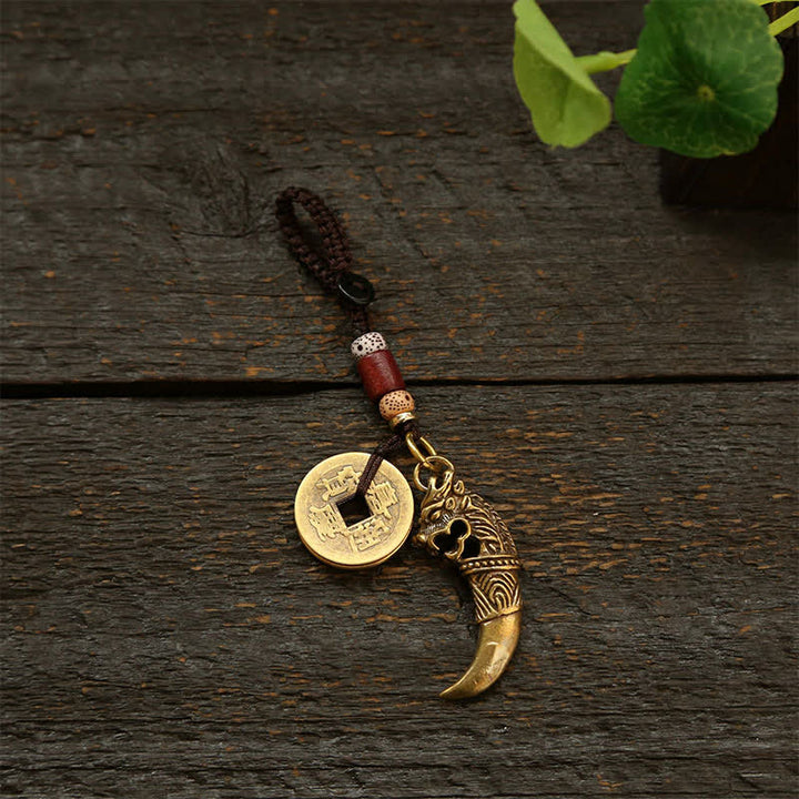 Buddha Stones Copper Pi Xiu Braided Five Emperor Coins Gourd Wealth Keychains - Coins - image 12