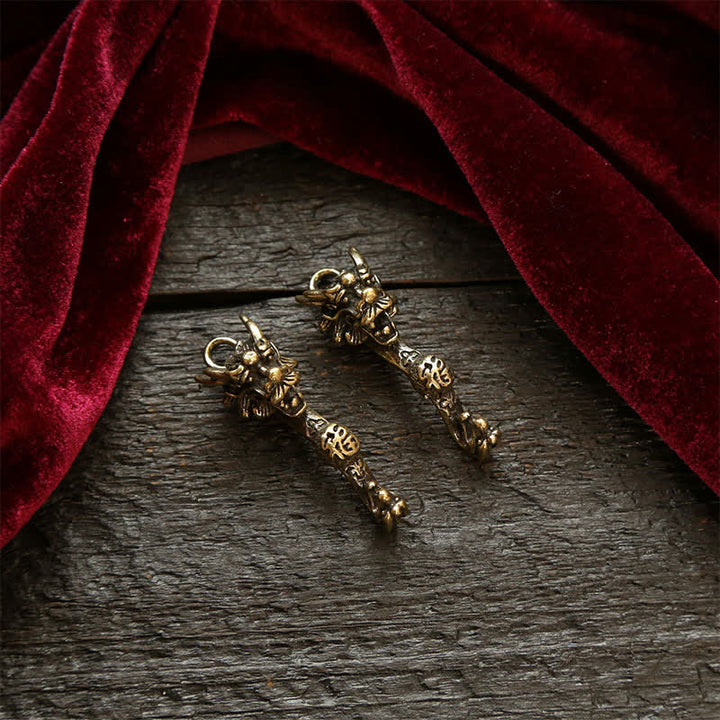 Buddha Stones Brass Dragon Ruyi Five Emperor Coins Success Keychains - image 16