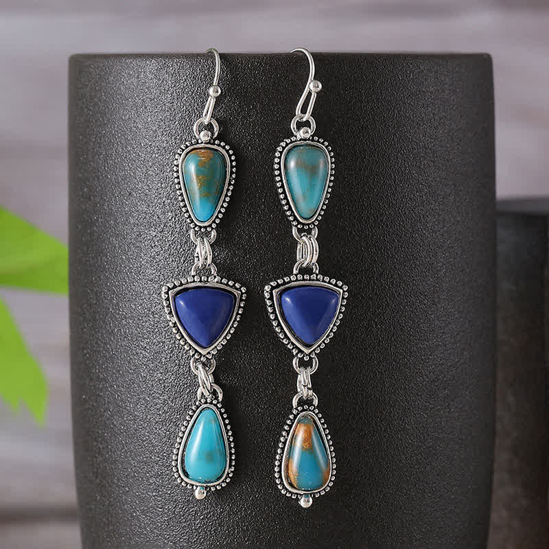 Buddha Stones Turquoise Geometric Bohemian Protection Drop Earrings - image 3