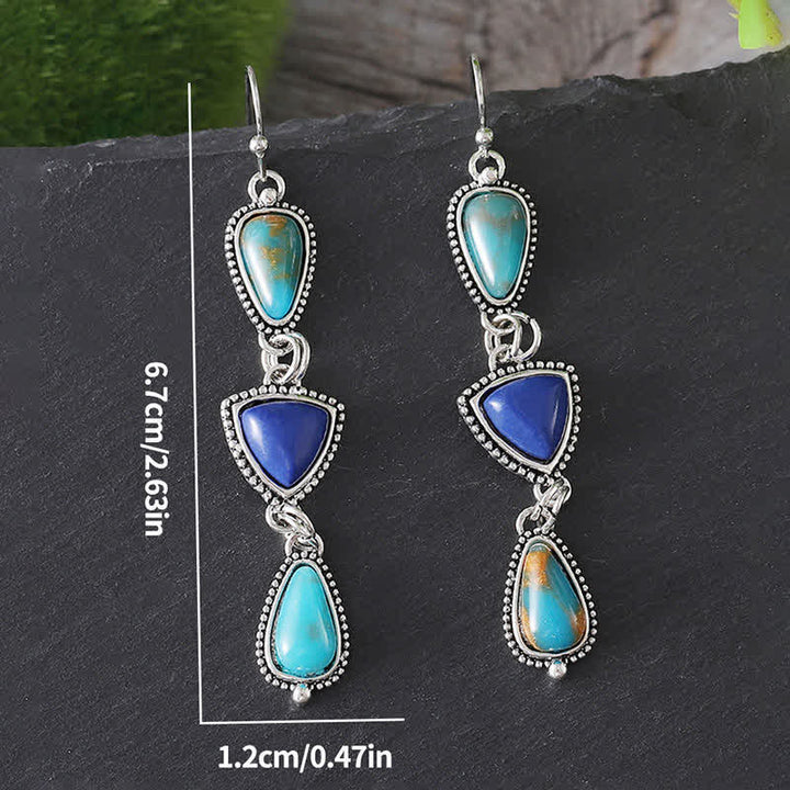 Buddha Stones Turquoise Geometric Bohemian Protection Drop Earrings - image 9
