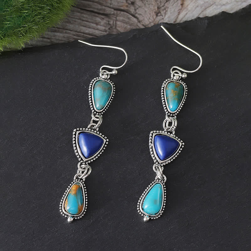 Buddha Stones Turquoise Geometric Bohemian Protection Drop Earrings - Turquoise(Purification ♥ Serenity) - image 0