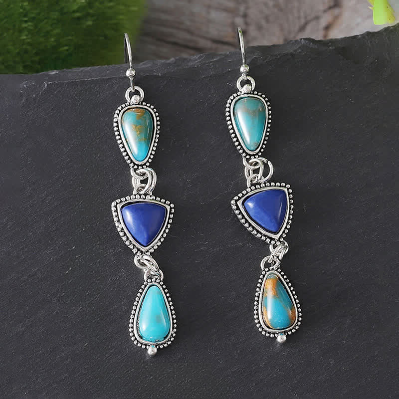 Buddha Stones Turquoise Geometric Bohemian Protection Drop Earrings - image 2
