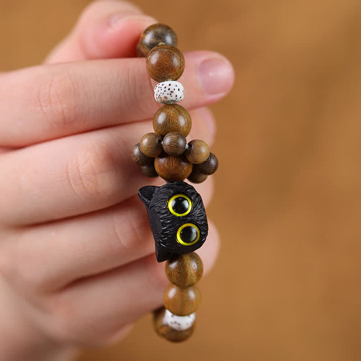 Buddha Stones Ebony Wood Lucky Cat Grounding Beaded Bracelet - image 3