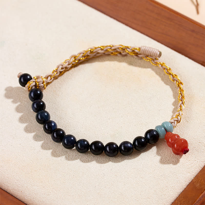 Buddha Stones Blue Tiger Eye Hand-Woven Gourd Strength Bracelet - image 2