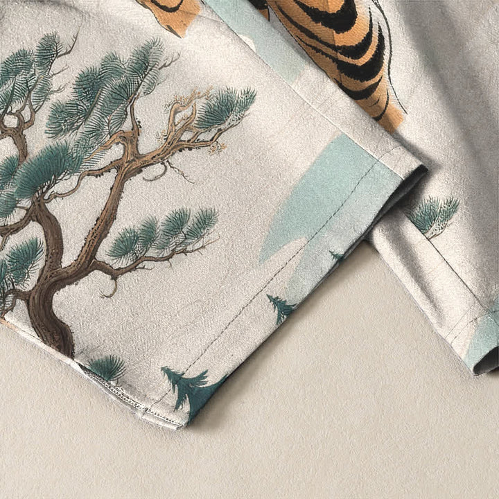Buddha Stones Pure Cotton Tiger Dragon Landscape Pattern Drawstring Men's Tapered Pants With Pockets - image 12
