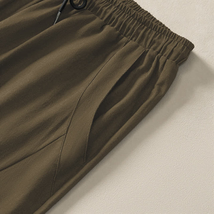 Buddha Stones Pure Cotton Roaring Tiger Bamboo Pattern Drawstring Men's Tapered Pants With Pockets - image 4