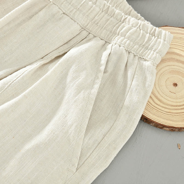Buddha Stones Spring Summer Casual Minimalist Drawstring Solid Ankle Pants Men's Tapered Pants With Pockets - image 14
