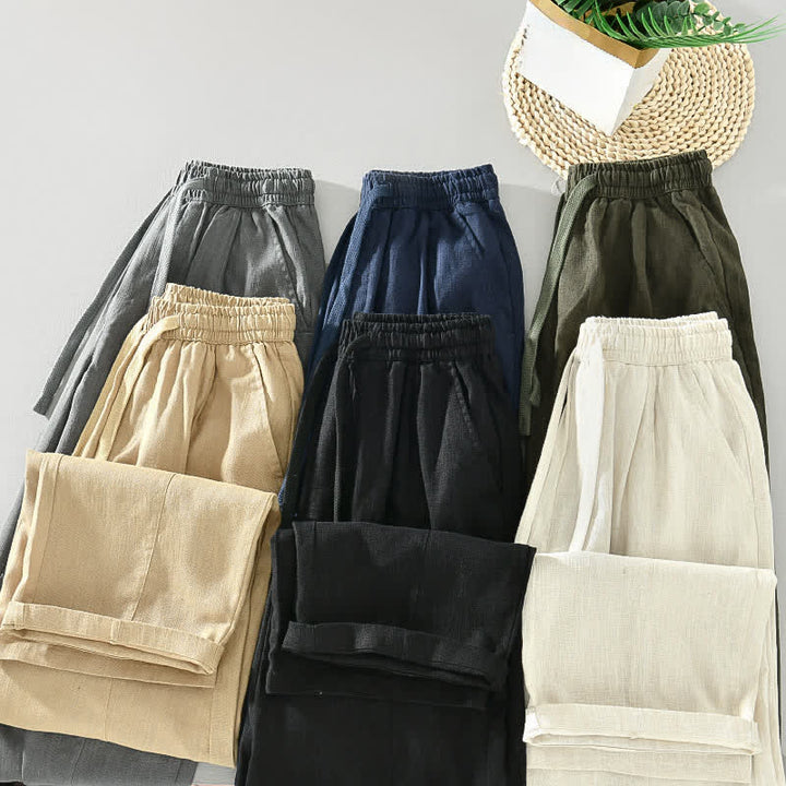 Buddha Stones Spring Summer Casual Minimalist Drawstring Solid Ankle Pants Men's Tapered Pants With Pockets - image 17