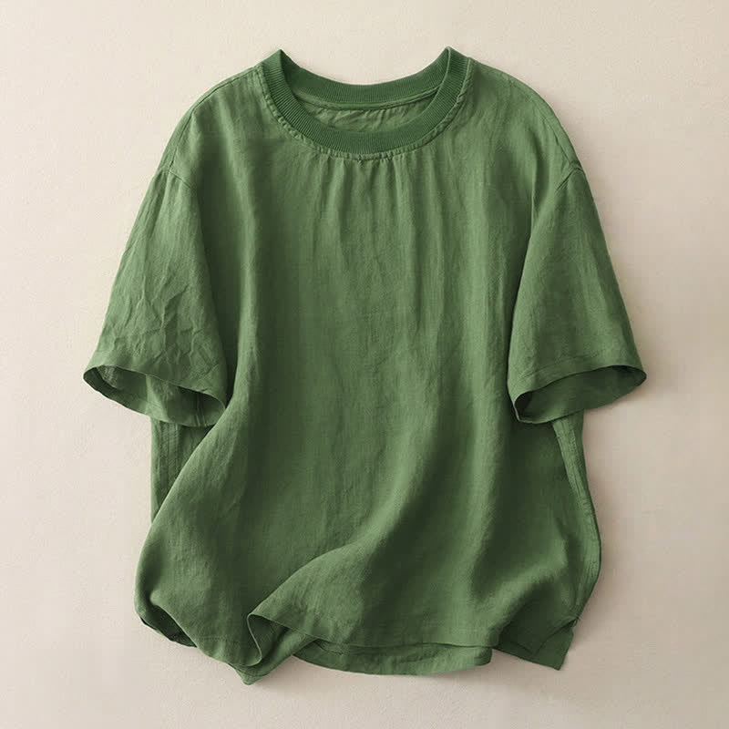 Buddha Stones Plain Threaded Crew Neck Design Women's Short Sleeves Shirt - ForestGreen - US14，UK/AU18，EU46 (2XL) - image 16