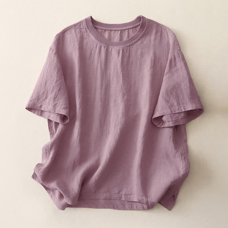 Buddha Stones Plain Threaded Crew Neck Design Women's Polyester Short Sleeves Shirt - Thistle - US14，UK/AU18，EU46 (2XL) - image 20