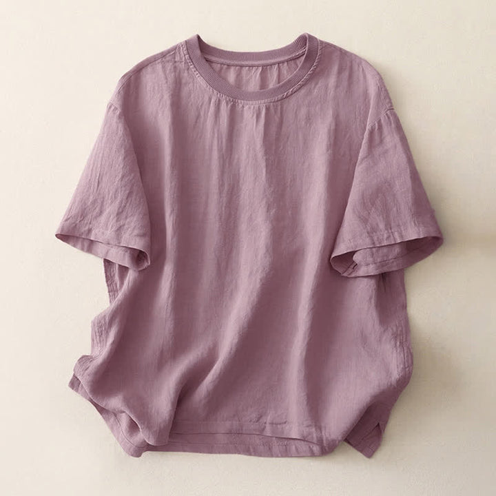 Buddha Stones Plain Threaded Crew Neck Design Women's Short Sleeves Shirt - Thistle - US14，UK/AU18，EU46 (2XL) - image 20