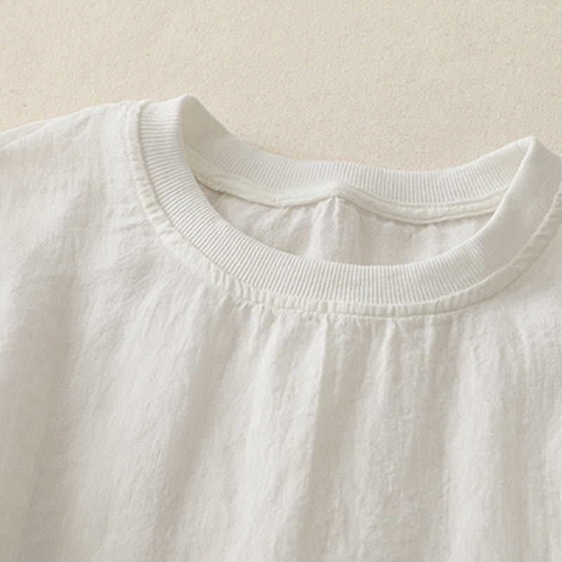 Buddha Stones Plain Threaded Crew Neck Design Women's Short Sleeves Shirt - image 5