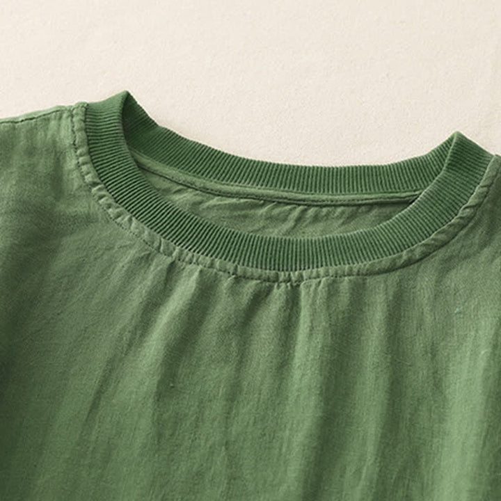 Buddha Stones Plain Threaded Crew Neck Design Women's Short Sleeves Shirt - image 17